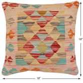 handmade Traditional Pillow Red Blue Hand-Woven SQUARE 100% WOOL Hand woven turkish pillow2' x 2'